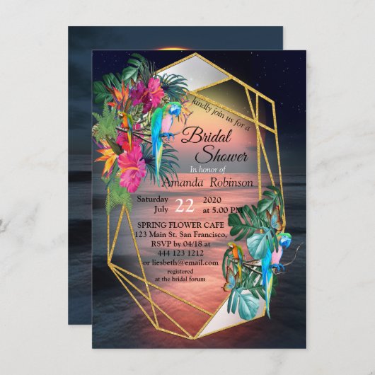 トロピカルフローラパラダイスアットサンセット招待状 招待状 (正面/裏面)