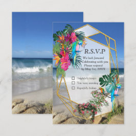トロピカルフローラパラダイスビーチシーナリーRSVPカード 出欠カード