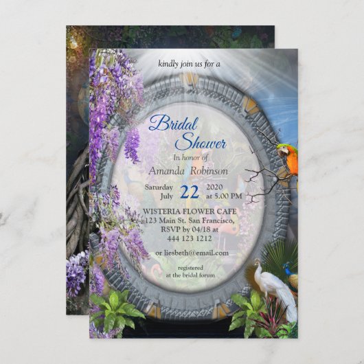 トロピカルフローラパラダイスポータル風景招待状 招待状 (正面/裏面)