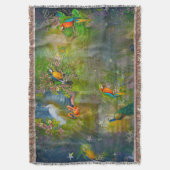 トロピカルフローラパラダイス&パロット スローブランケット (正面縦)