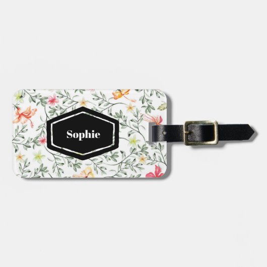 トロピカルフローラパーソナライズされたラゲッジタグ ラゲッジタグ (正面横)