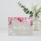 トロピカルフローラパームツリービーチスターフィッシュサンキュー ポストカード (スタンド正面)