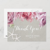 トロピカルフローラパームツリービーチスターフィッシュサンキュー ポストカード (正面/裏面)