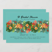 トロピカルフローラパームブライダルシャワー 招待状 (正面/裏面)