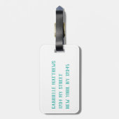 トロピカルフローラパームリースモノグラムイニシャル名 ラゲッジタグ (裏面縦)