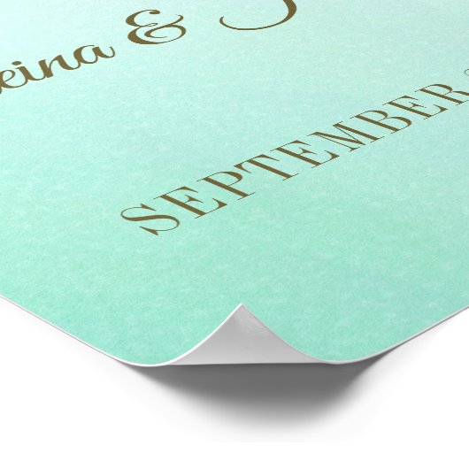 トロピカルフローラパーム結婚ココナッツのウェルカムサイン ポスター (角)