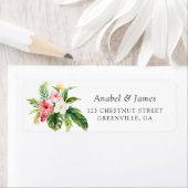 トロピカルフローラパーム葉バナ結婚ナの住所 ラベル (インサイチュ)