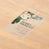 トロピカルフローラパール&プロセッコブライダルシャワー アクリル招待状 (レイダウン)