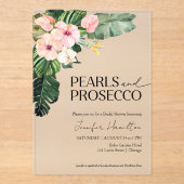 トロピカルフローラパール&プロセッコブライダルシャワー アクリル招待状 (正面)