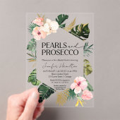 トロピカルフローラパール&プロセッコブライダルシャワー アクリル招待状 (インサイチュ (ポータブル))