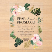 トロピカルフローラパール&プロセッコブライダルシャワー アクリル招待状 (正面)