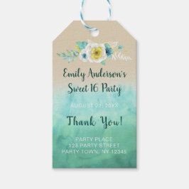 トロピカルフローラビーチスウィート16誕生日 ギフトタグ