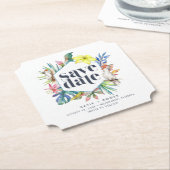 トロピカルフローラビーチ結婚式保存日 ペーパーコースター (アングル)