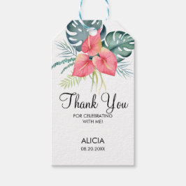 トロピカルフローラピンクアンスリウム&モンステラ ギフトタグ