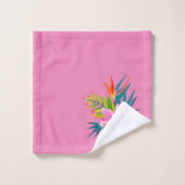 トロピカルフローラピンクティール(緑がかった色)グリーン バスタオルセット (ウォッシュタオル)