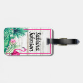 トロピカルフローラピンクフラミンゴクラシックスファンシークリプト ラゲッジタグ (裏面横)