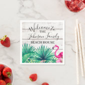 トロピカルフローラファミリーネームビーチハウスウェルカム スタンダードカクテルナプキン (インサイチュ)