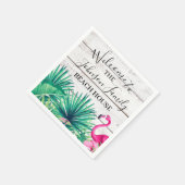 トロピカルフローラファミリーネームビーチハウスウェルカム スタンダードカクテルナプキン (角)