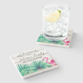 トロピカルフローラファミリーネームビーチハウスウェルカム   ストーンコースター (横)