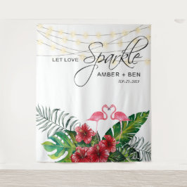 トロピカルフローラフラミンゴス結婚トリングライト タペストリー