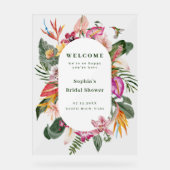 トロピカルフローラフレームブライダルシャワーへようこそ アクリルサイン (正面)