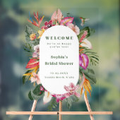 トロピカルフローラフレームブライダルシャワーへようこそ アクリルサイン (ニュートラル)