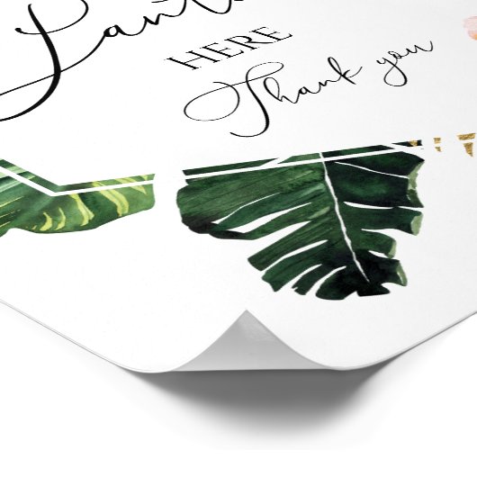 トロピカルフローラブライダルシャワーザパンティゲームサイン ポスター (角)