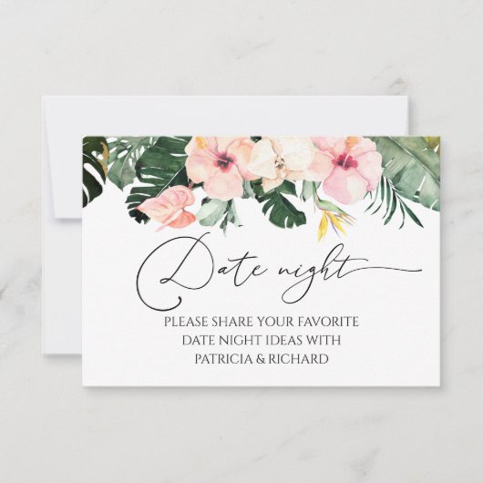 トロピカルフローラブライダルシャワーデイトナイトジャールカード 出欠カード (正面)