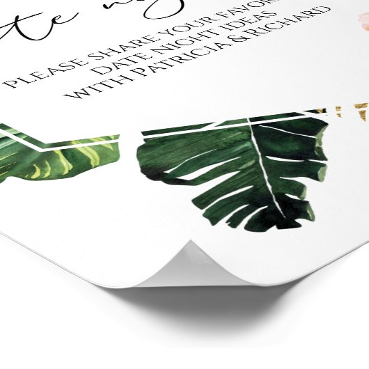 トロピカルフローラブライダルシャワーデイトナイトジャールサイン ポスター (角)