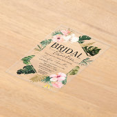 トロピカルフローラブライダルルンチョンブライダルシャワー アクリル招待状 (レイダウン)