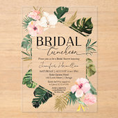 トロピカルフローラブライダルルンチョンブライダルシャワー アクリル招待状 (正面)