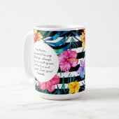 トロピカルフローラブラックストライプ |母の日の写真 コーヒーマグカップ (正面左)