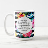 トロピカルフローラブラックストライプ |母の日の写真 コーヒーマグカップ (左)