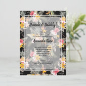 トロピカルフローラブラックブライダルシャワー 招待状 (スタンド正面)