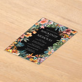 トロピカルフローラブラック結婚式招待状 アクリル招待状 (レイダウン)