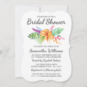 トロピカルフローラブーケビーチブライダルシャワー 招待状 (正面)