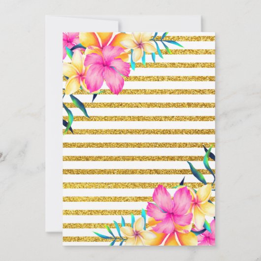 トロピカルフローラプールパーティー誕生日招待状 招待状 (裏面)