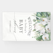 トロピカルフローラホワイトキングプロテアベビーシャワー 横断幕 (横)