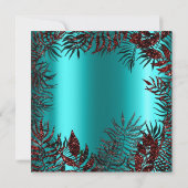 トロピカルフローラリーフグリッターガーデンブルゴーニュ海 招待状 (裏面)