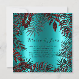 トロピカルフローラリーフグリッターガーデンブルゴーニュ海 招待状