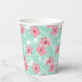 トロピカルフローラルアウ（ハワイ式宴会）パームツリー、誕生日写真 紙コップ (裏面)