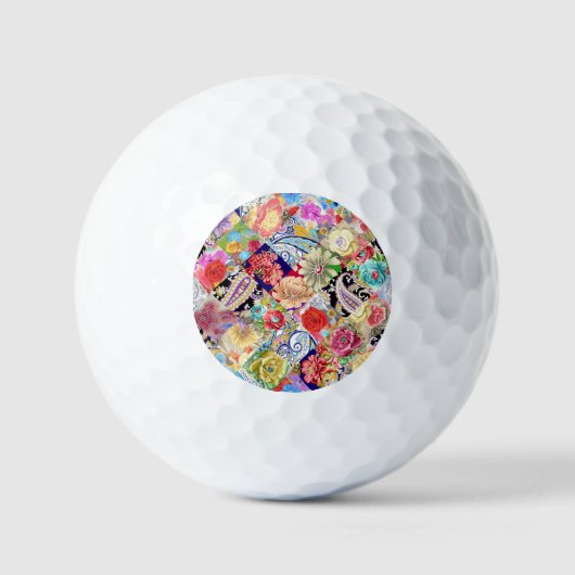 トロピカルフローラル鮮やかパターン、色。 ゴルフボール (正面)