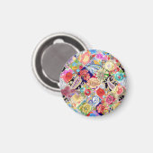 トロピカルフローラル鮮やかパターン、色。 マグネット (正面/裏面)