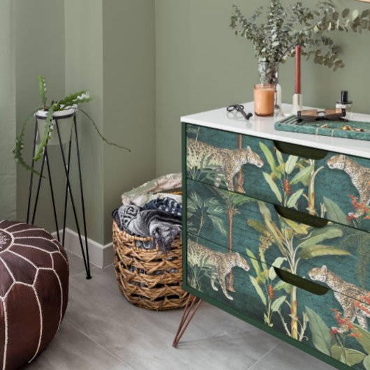 トロピカルフローラレオパドジャングルティール（緑がかった色）ブルーデクページ 薄葉紙