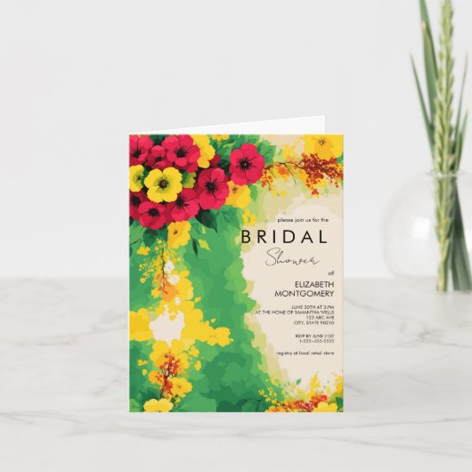 トロピカルフローラレゲエブライダルシャワー 招待状 (正面)