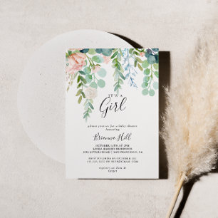 トロピカルフローラ女の子ベビーシャワー 招待状