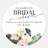 トロピカルフローラ感謝していブライダルシャワーユーステッカー ラウンドシール (正面)