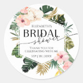 トロピカルフローラ感謝していブライダルシャワーユーステッカー ラウンドシール (正面)