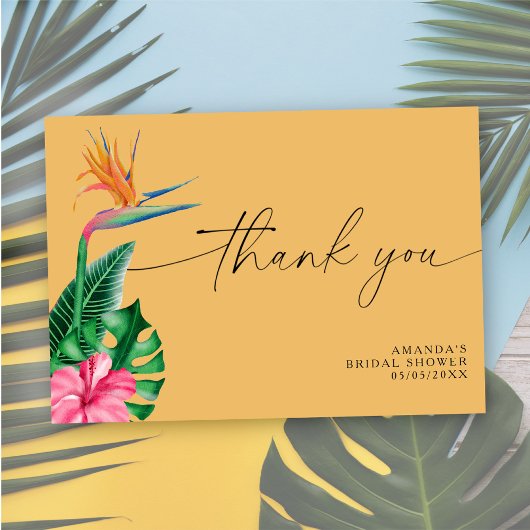 トロピカルフローラ感謝してい – ユーブライダルシャワー サンキューカード