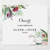 トロピカルフローラ結婚グリーンリーきらめくズワインラ スパークリングワインラベル (シングルラベル)